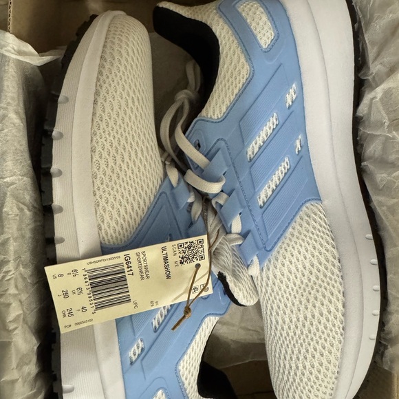Adidas White and Light Blue Athletic Shoes - Picture 2 of 2